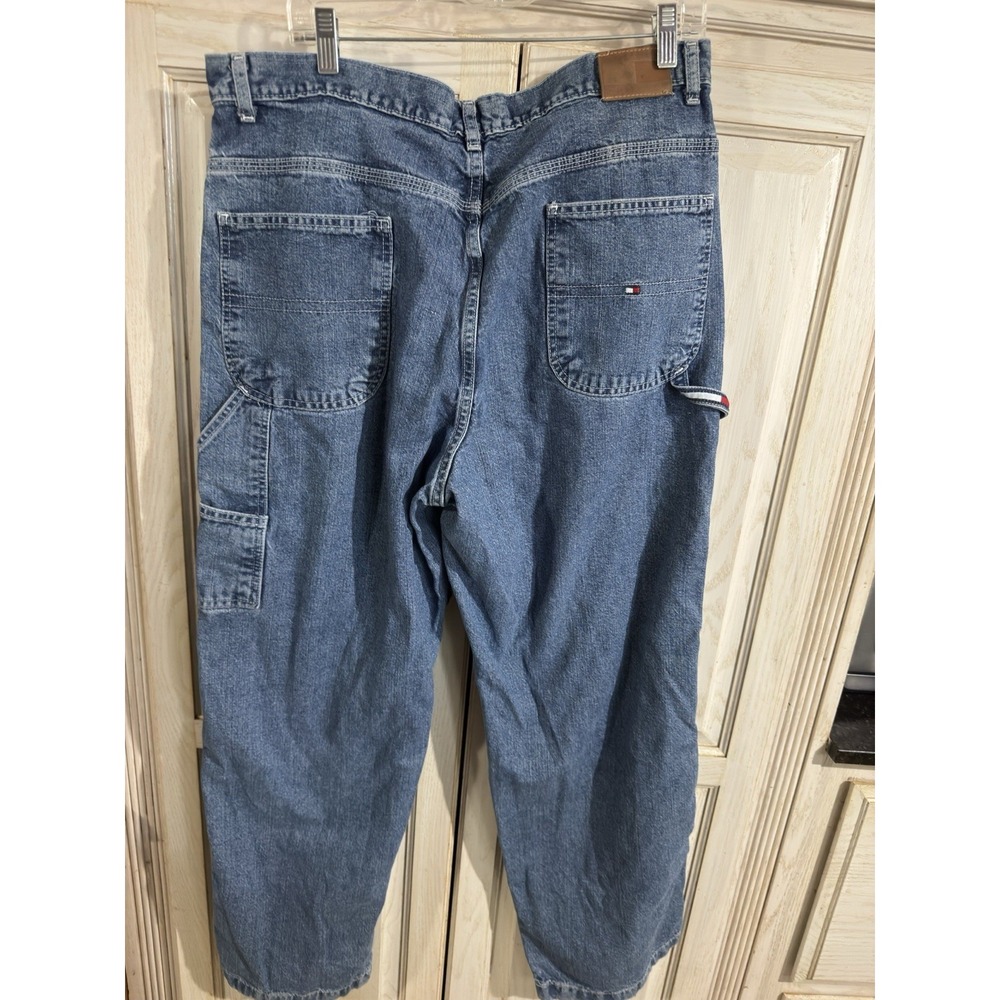 VTG Tommy Hilfiger Carpenter Jeans Sz 16 Y2K Wide Leg Denim Hammer Loop 36x31